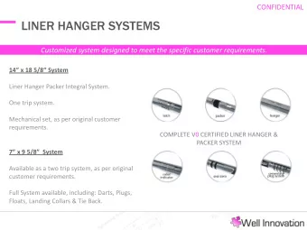 LINER HANGER SYSTEMS  Customized system designed to meet the specific customer requirements. 14