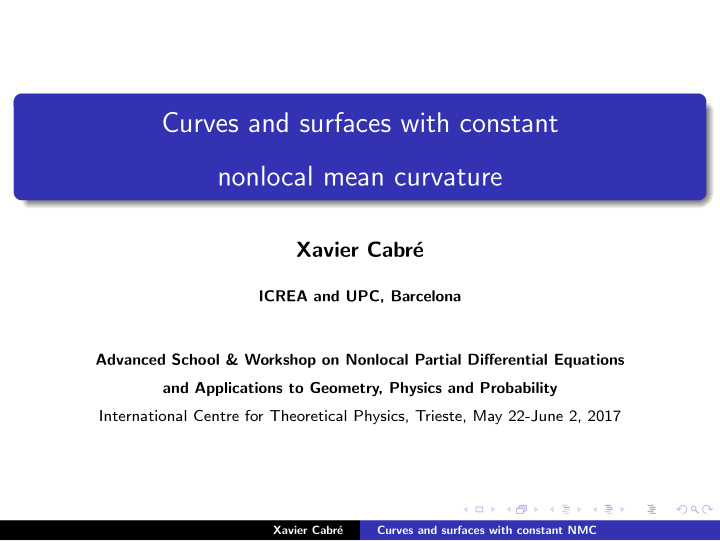 curves and surfaces with constant nonlocal mean curvature