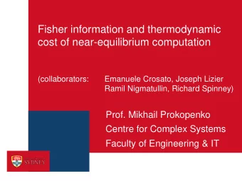 Fisher information and thermodynamic  cost of near-equilibrium computation  (collaborators: