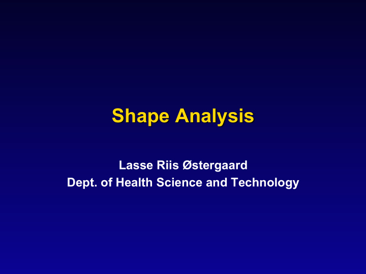 shape analysis