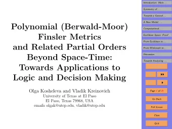 Polynomial (Berwald-Moor)  Computational . . .  Finsler Metrics  Euclidean Space: Proof  From