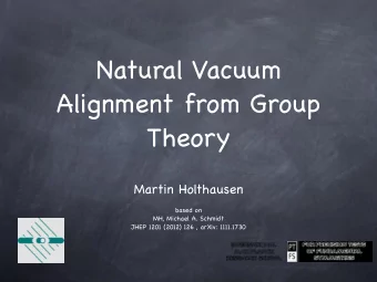 Natural Vacuum  Alignment from Group  Theory  Martin Holthausen  based on  MH, Michael A. Schmidt
