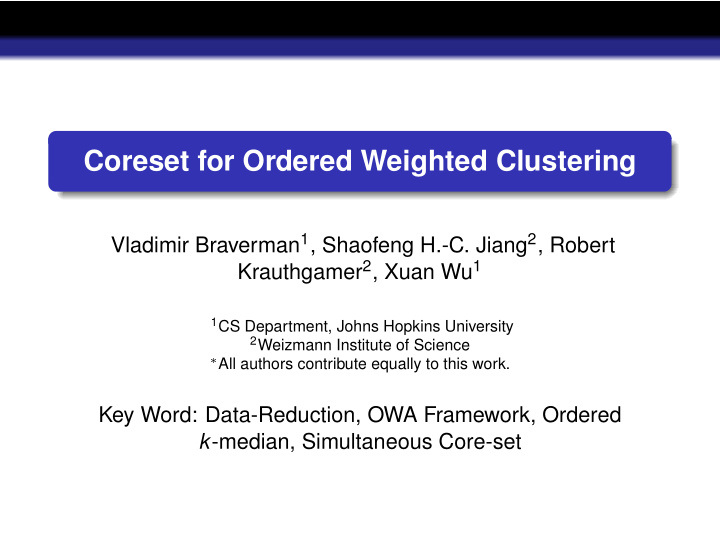 coreset for ordered weighted clustering