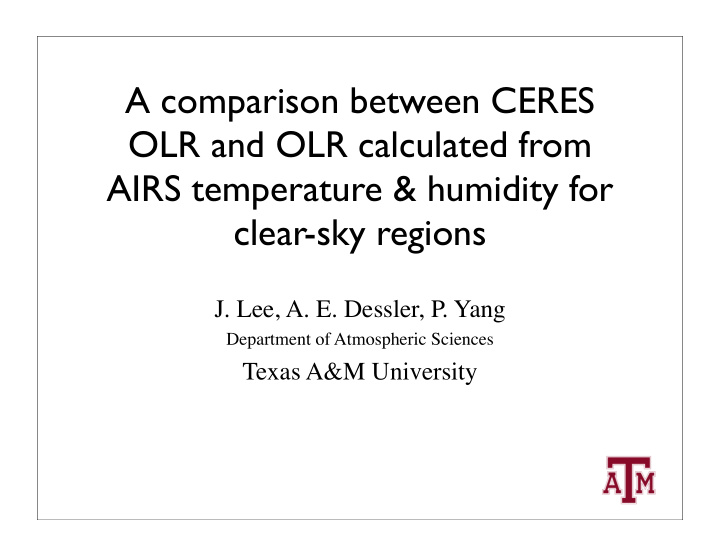 a comparison between ceres olr and olr calculated from