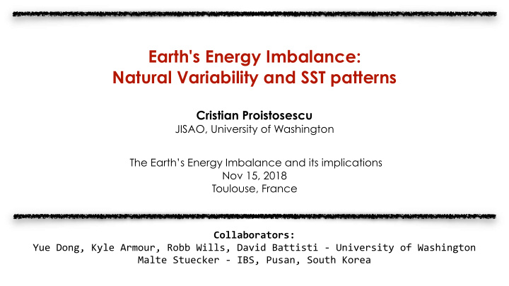 earth s energy imbalance natural variability and sst