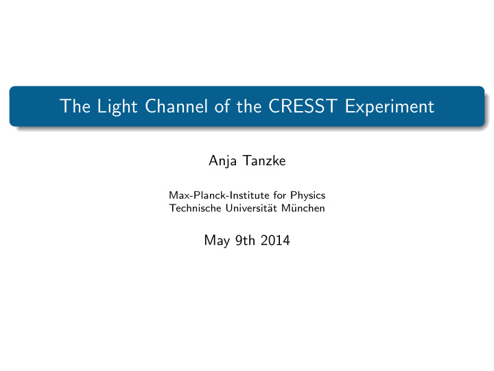 the light channel of the cresst experiment