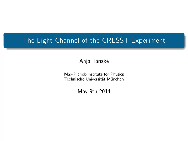 the light channel of the cresst experiment