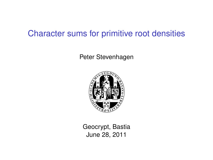 character sums for primitive root densities
