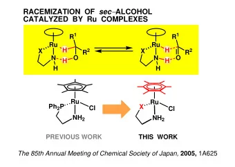 LIGAND EFFECT: CHELATING prim- AMINE  OH  OH [RuCl 2 (hmb)] 2  amine ligand  Cl  Cl KO t- C 4 H 9