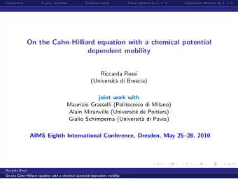 On the Cahn-Hilliard equation with a chemical potential  dependent mobility  Riccarda Rossi