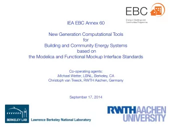 IEA EBC Annex 60  New Generation Computational Tools  for  Building and Community Energy