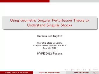 Using Geometric Singular Perturbation Theory to  Understand Singular Shocks  Barbara Lee Keyfitz