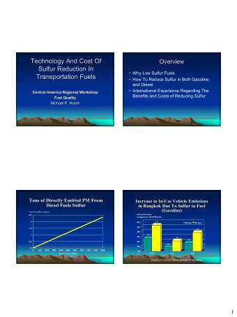 Technology And Cost Of  Technology And Cost Of  Overview  Overview  Sulfur Reduction In  Sulfur