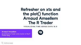 Refresher on x ts and the plot () f u nction Arna u d Amsellem  The R Trader  VISU AL IZIN G  TIME