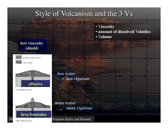 Viscosity  amount of dissolved Volatiles  Volume  low viscosity  (shield)  less water