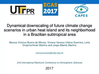 marcosmorais@utfpr.edu.br  2nd International Electronic Conference on Atmospheric Sciences  2017