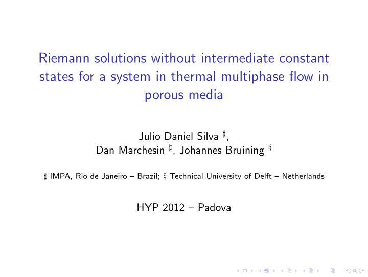 riemann solutions without intermediate constant states