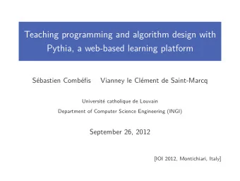 Teaching programming and algorithm design with  Pythia, a web-based learning platform  Sbastien