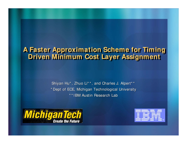 a faster approximation scheme for timing a faster