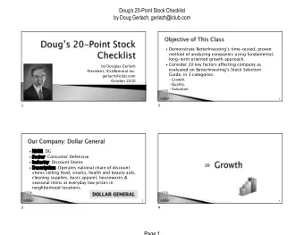 Page 1  Dougs 20-Point Stock Checklist  by Doug Gerlach, gerlach@iclub.com  Companies with