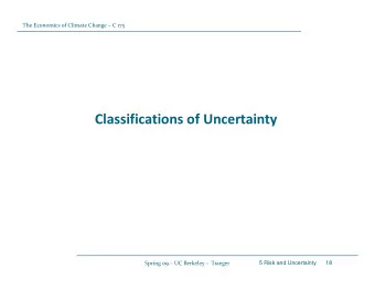 Classifications of Uncertainty Spring 09  UC Berkeley  Traeger  5 Risk and Uncertainty