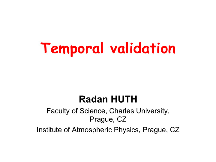 temporal validation