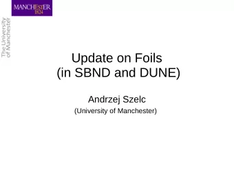 Update on Foils  (in SBND and DUNE)  Andrzej Szelc (University of Manchester)  This Talk  You've