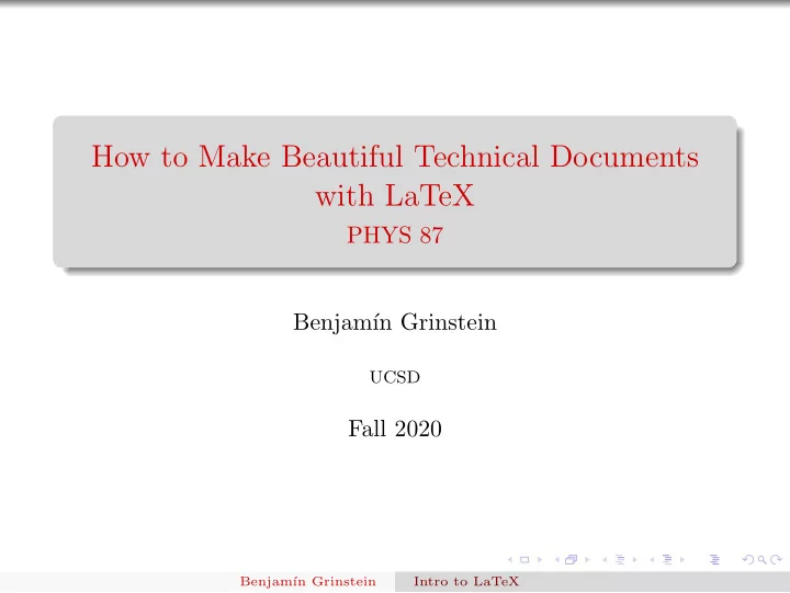 how to make beautiful technical documents with latex