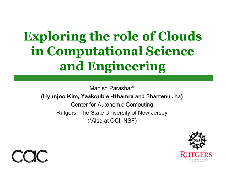 exploring the role of clouds in computational science