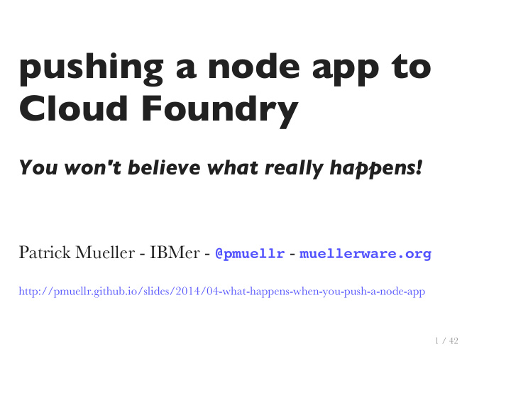 pushing a node app to cloud foundry