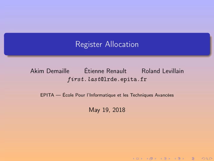 register allocation