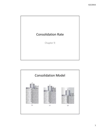 Consolidation Rate Chapter 9 Consolidation Model  1  4/2/2015 Consolidation Rate