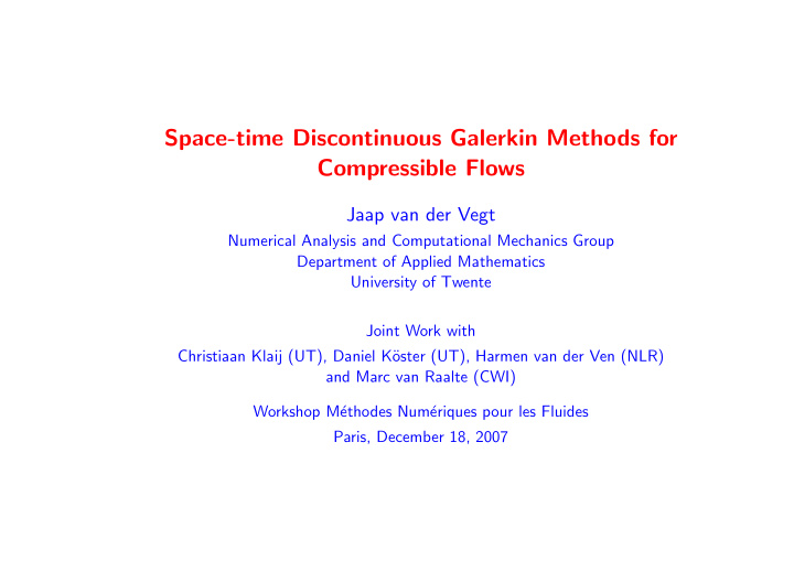 space time discontinuous galerkin methods for