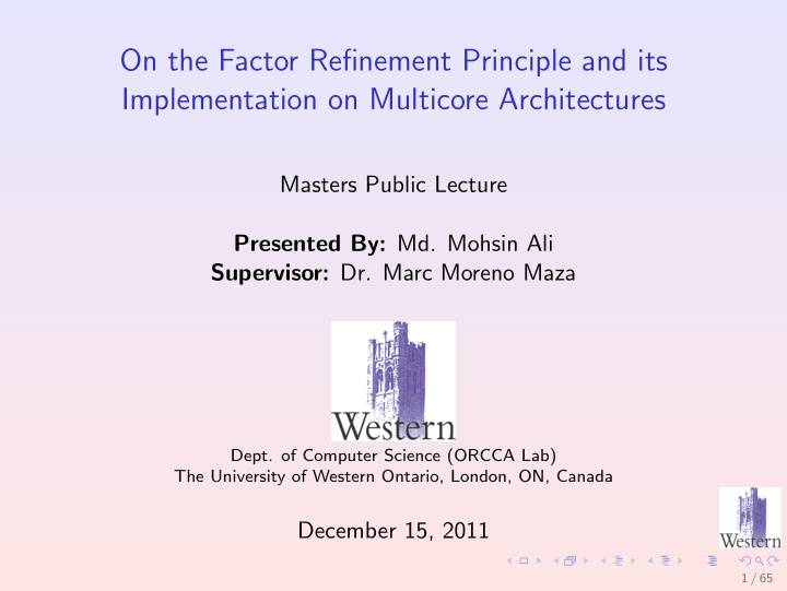on the factor refinement principle and its implementation