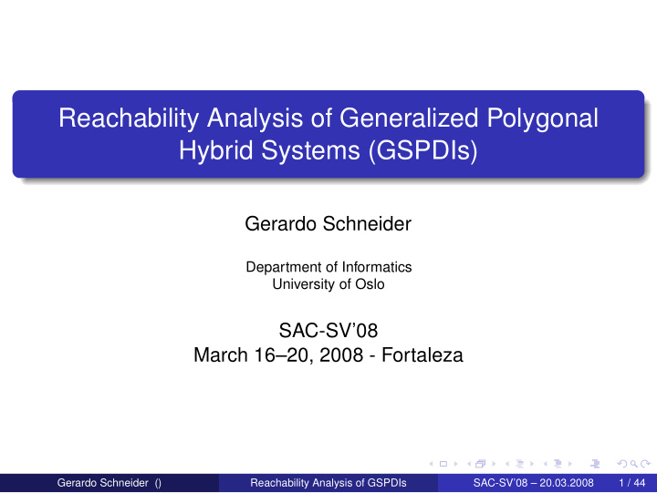 reachability analysis of generalized polygonal hybrid