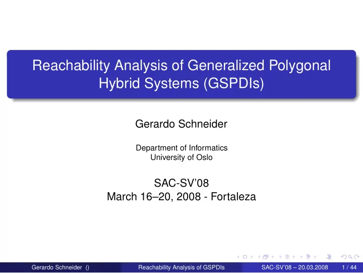 reachability analysis of generalized polygonal hybrid