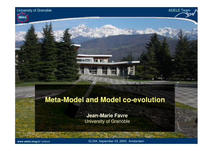meta model and model co evolution