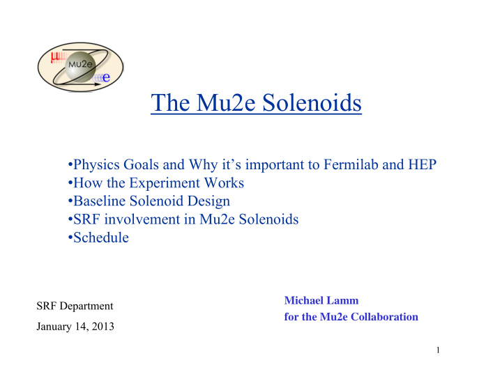 the mu2e solenoids