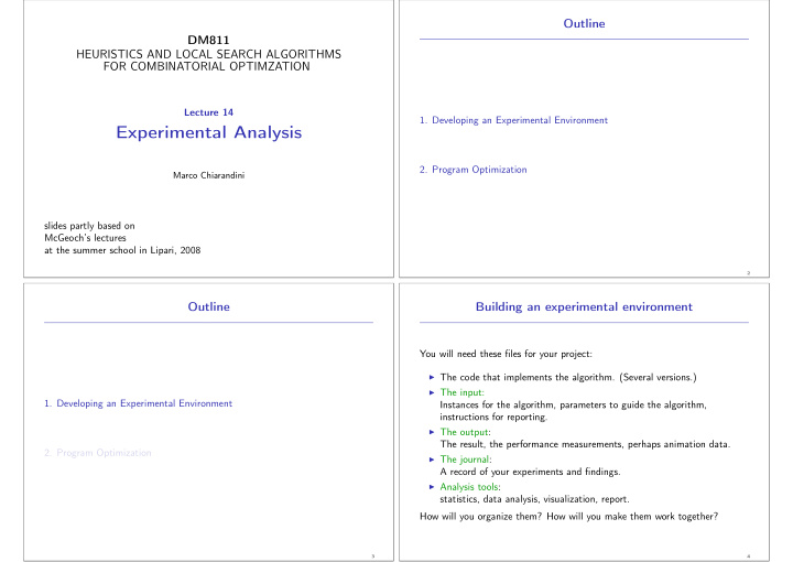 experimental analysis