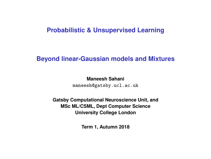 probabilistic unsupervised learning beyond linear