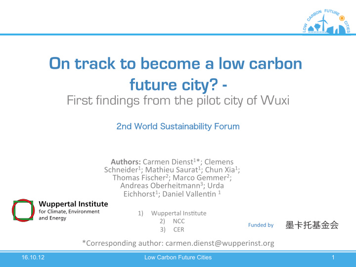 on track to become a low carbon future city