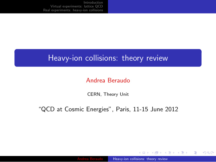 heavy ion collisions theory review