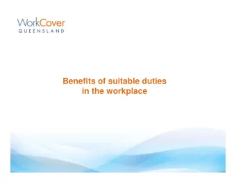 Benefits of suitable duties  in the workplace  Industry challenges and strategies  Agriculture