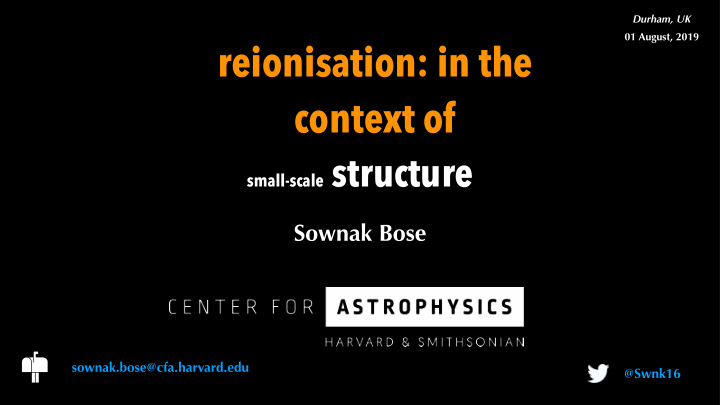 reionisation in the context of
