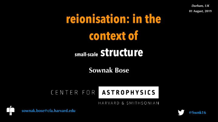 reionisation in the context of