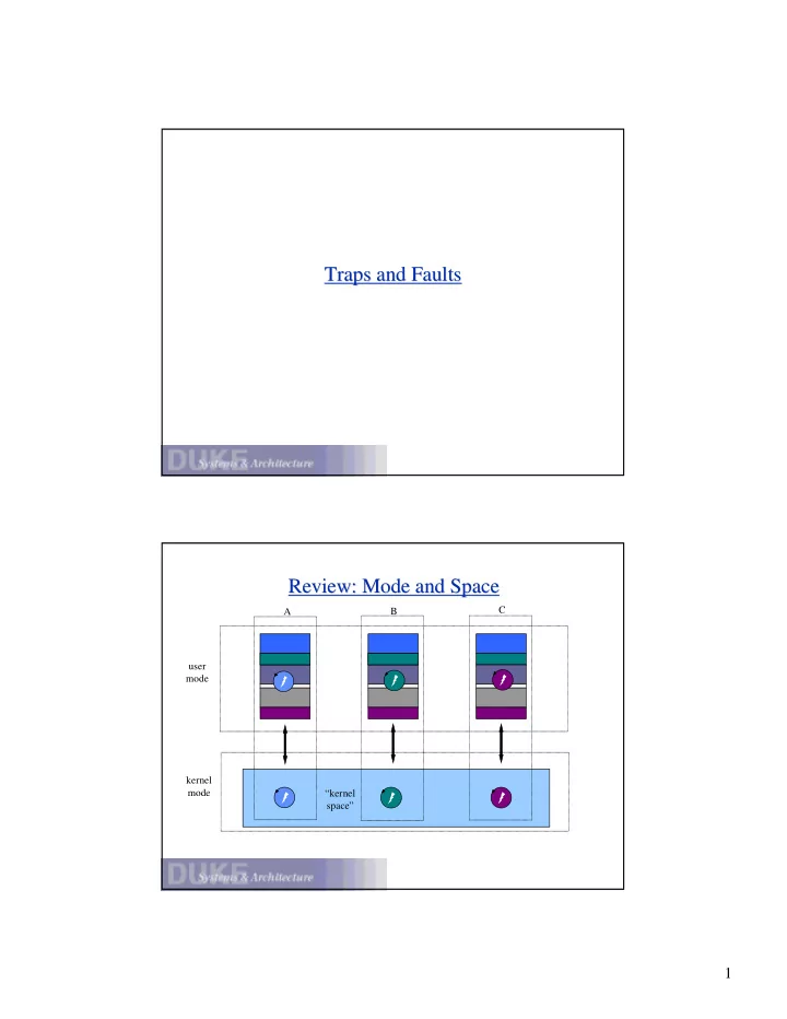 traps and faults traps and faults review mode and space