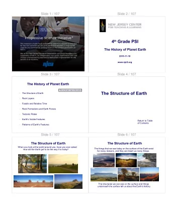 4 th Grade PSI  The History of Planet Earth  2015-11-10  www.njctl.org  Slide 3 / 107  Slide 4 /
