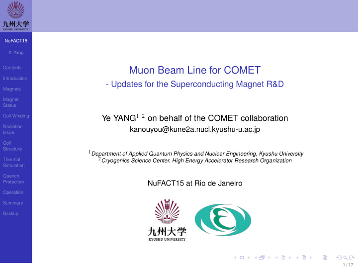 muon beam line for comet