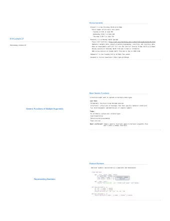 61A Lecture 21  Midterm 2 is on Monday 10/28 7pm-9pm  Topics and locations: