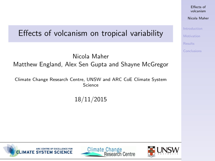 effects of volcanism on tropical variability